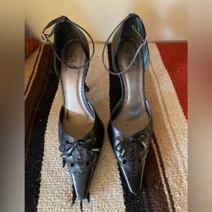 BCBG Paris Black Lace Front Heels